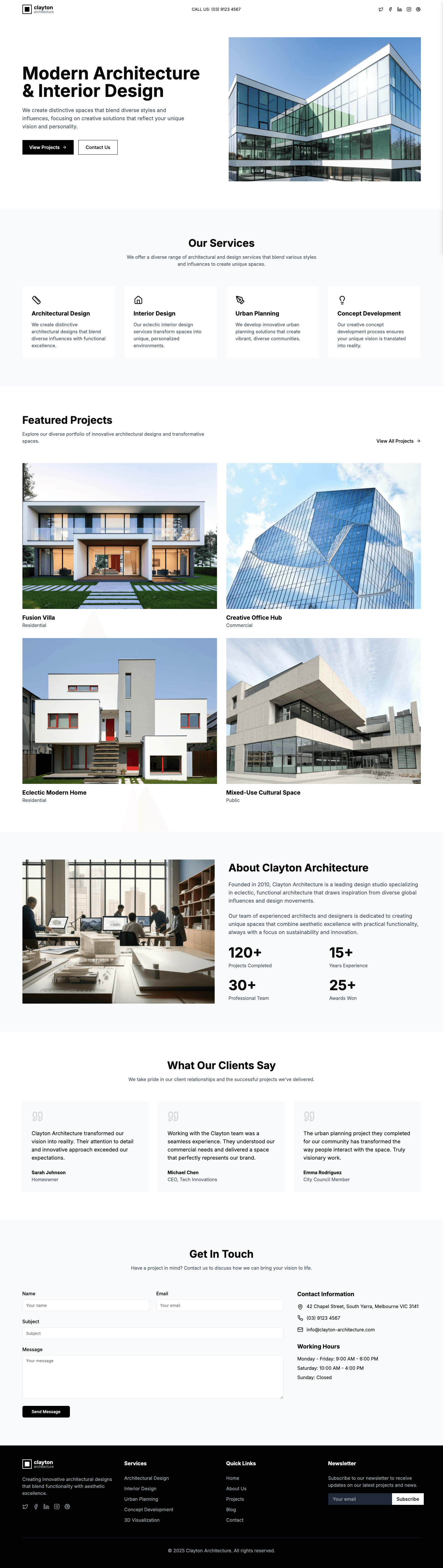 Clayton Architecture website preview